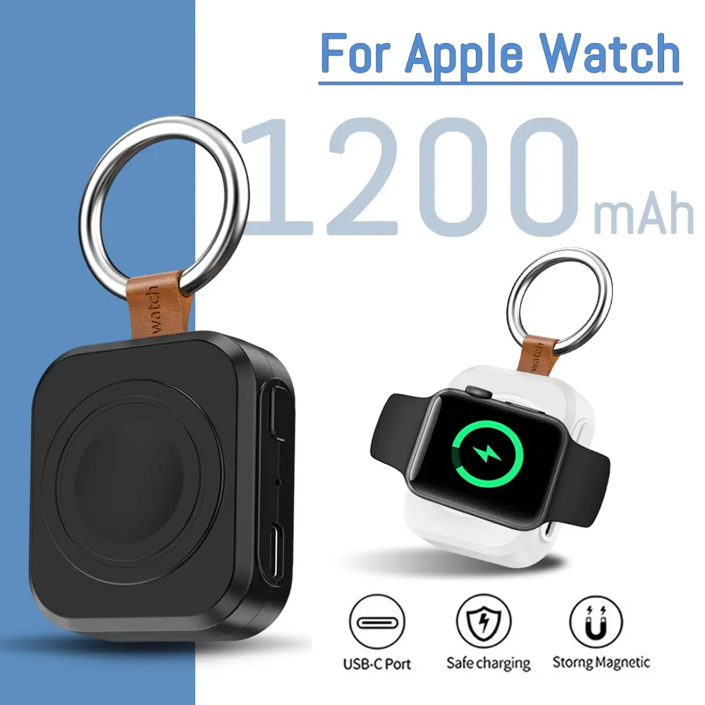

Portable Wireless Charger for Apple Watch Series 11/10/9/8/7/6/SE/5/4/3/2/1 1200mAh Magnetic iWatch Fast Charging With Keychain