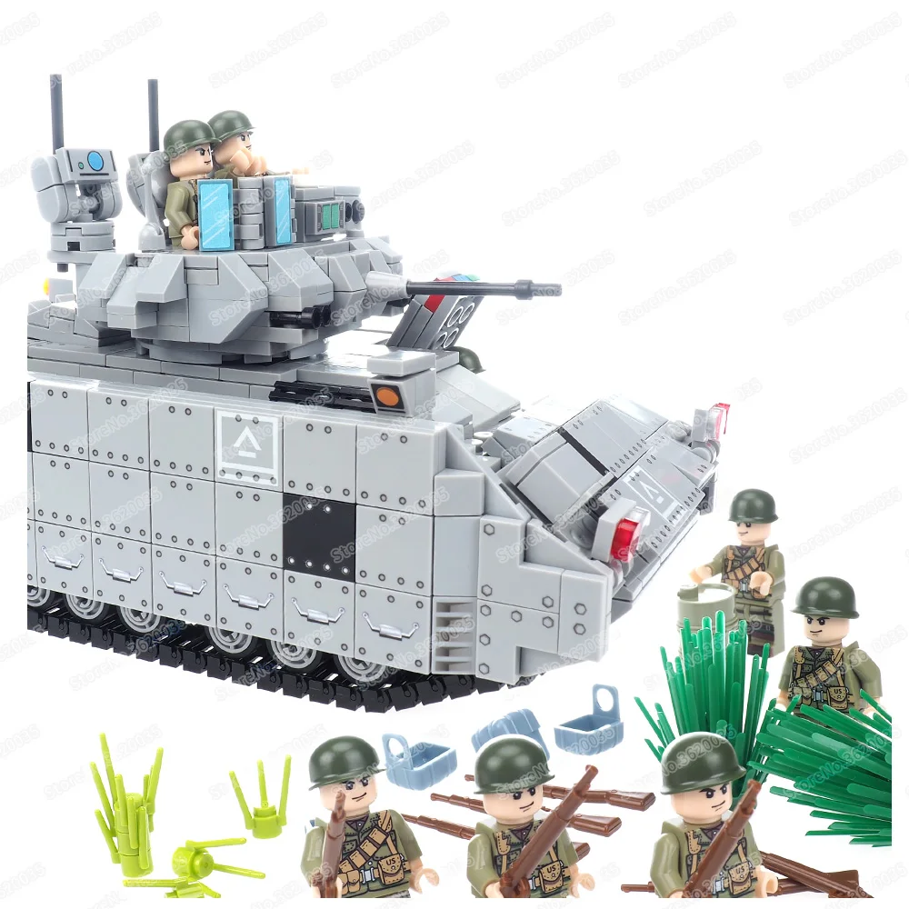 Chariot M2A3 Bradley Infantry Tank Military Building Block Assembled Moc Figures War Weapons The Armor Model Child Gift Boy Toys