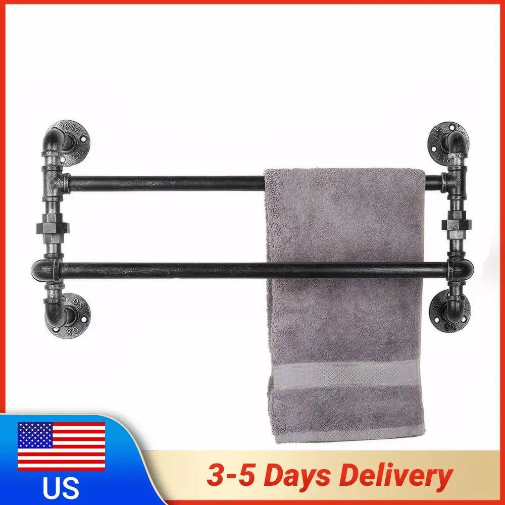 

Vintage Industrial Wrought Iron Towel Rack Wall Mounted Rustic Pipe Towel Holder Towel Hanger for Bath Towels and Washcloths