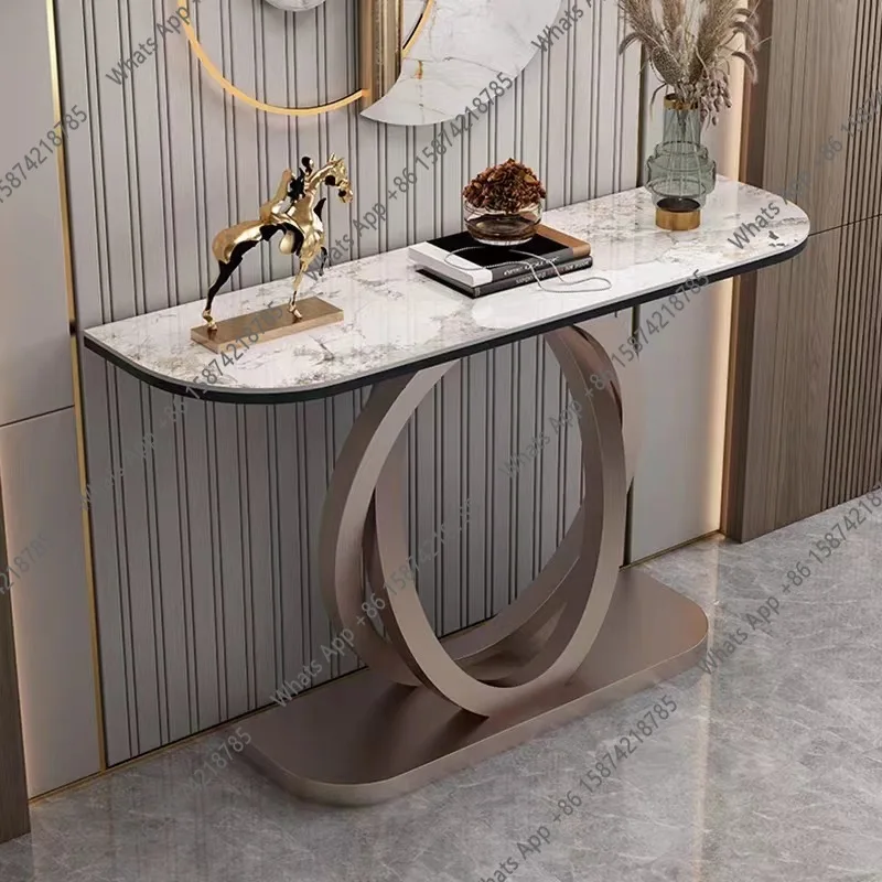 

Modern simple light luxury porch rock slab porch table Modern simple porch cabinet entry door corridor decoration