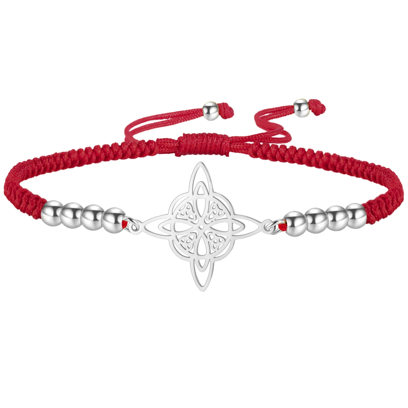 Kkjoy Hexenknoten-Armband mit keltischem vierzackigen Stern, Edelstahl, Wicca-Armband, okkultes Amulett, Charms, Schmuck, Geschenk für Frauen – Detail 12