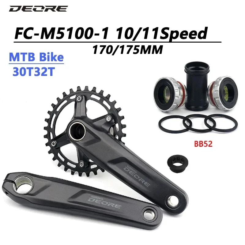 

Deore M5100 Crankset for MTB Bike FC-M5100-1 170mm 175mm 30T 32T Chainring BB52 Bottom 10/11 Speed Crank Bicycle Parts