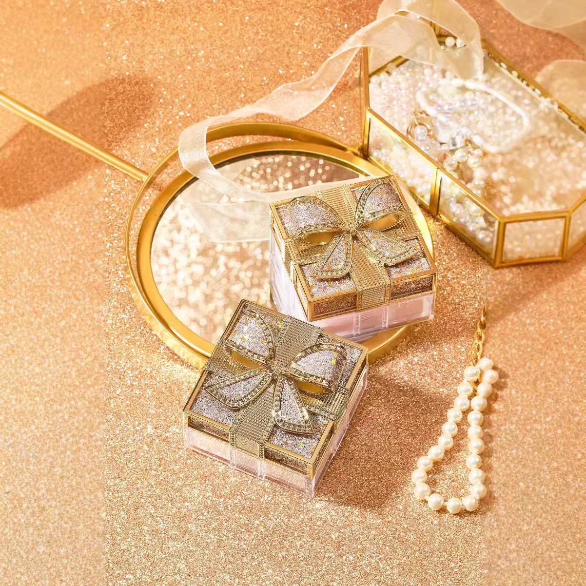 Cosmetici per trucco in polvere sciolta a 2 colori, soffio cosmetico impermeabile, controllo dell'olio a lunga durata, cosmetici per trucco in polvere sciolta schiarente opaca