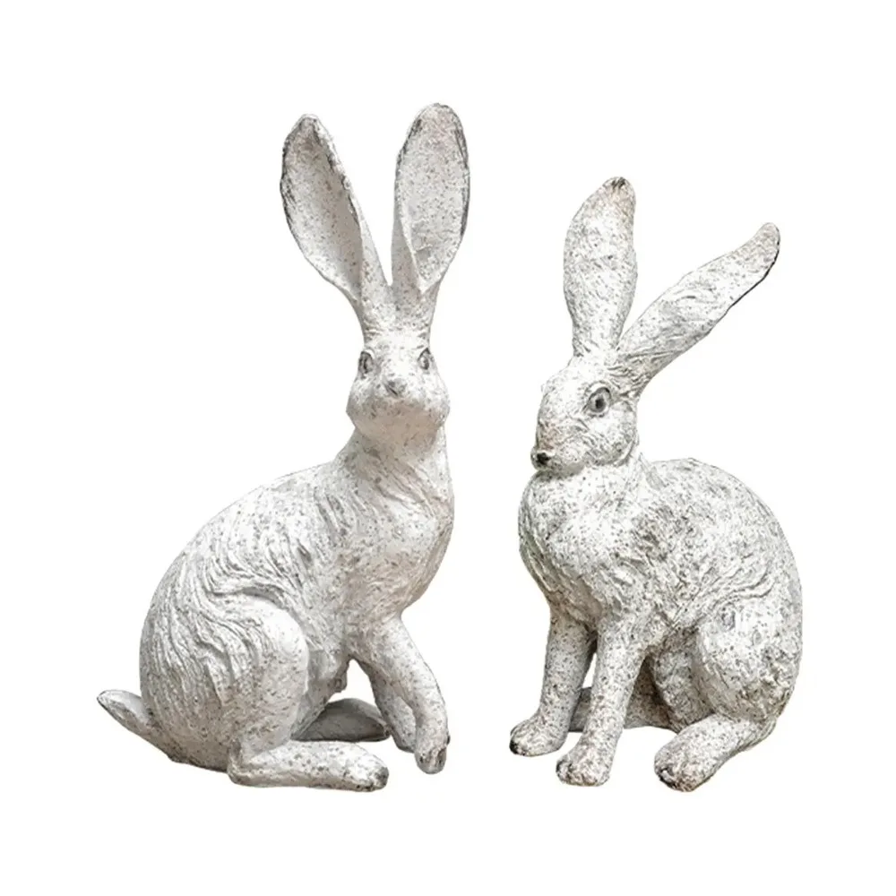 

Creative Yard White Rabbit Ornaments Home Props Resin Sculpture Park Garden Rabbit Statue