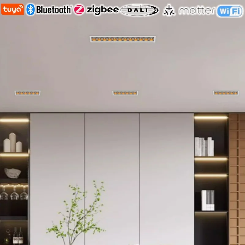 

Smart Linear Light Bluetooth Zigbee 0-10V DALI Dimmabe 12W 3CCT Downlight Mini Grille LED Spotlight AC85-265V Indoor lighting