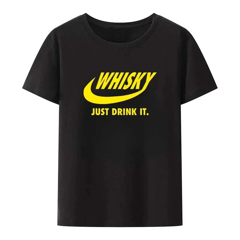 Summer Hot Sale Novelty Drink Whisky T Shirt Man Short Sleeve Fashion Hip Hop Crewneck Big Size Whiskey Print Men T-Shirt