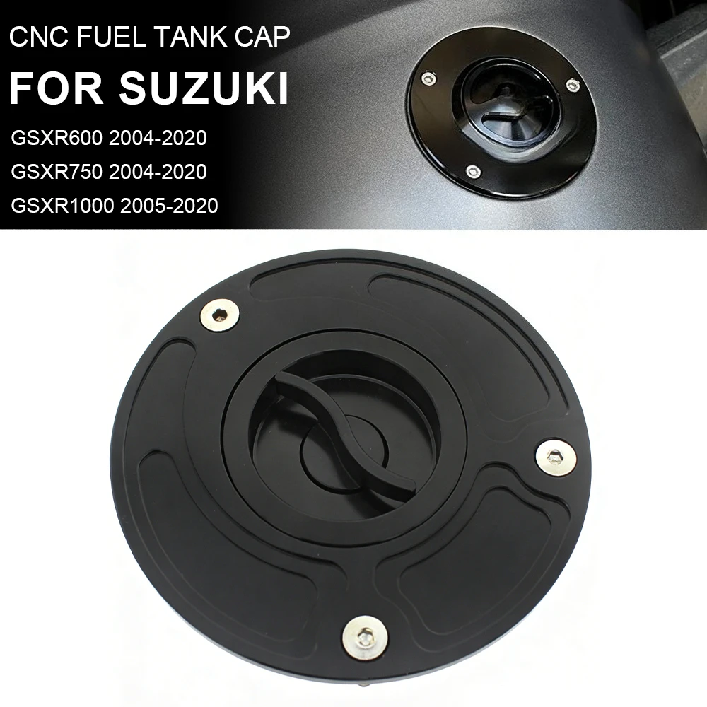 CNC Keyless Fuel Tank Gas Cap Cover For Suzuki GSXR600 GSXR750 GSXR1000 2005-2020 GSXR/GSR 600 750 1000 SV650/650S SV1000/1000S