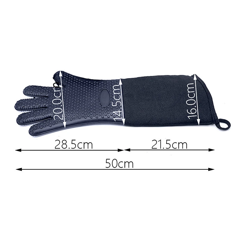 Stitching Solid Color Heat Resistant Kitchen Cooking Gloves Durable Non-Slip Oven Mitt Grill BBQ Sleeves Extra Long Useful