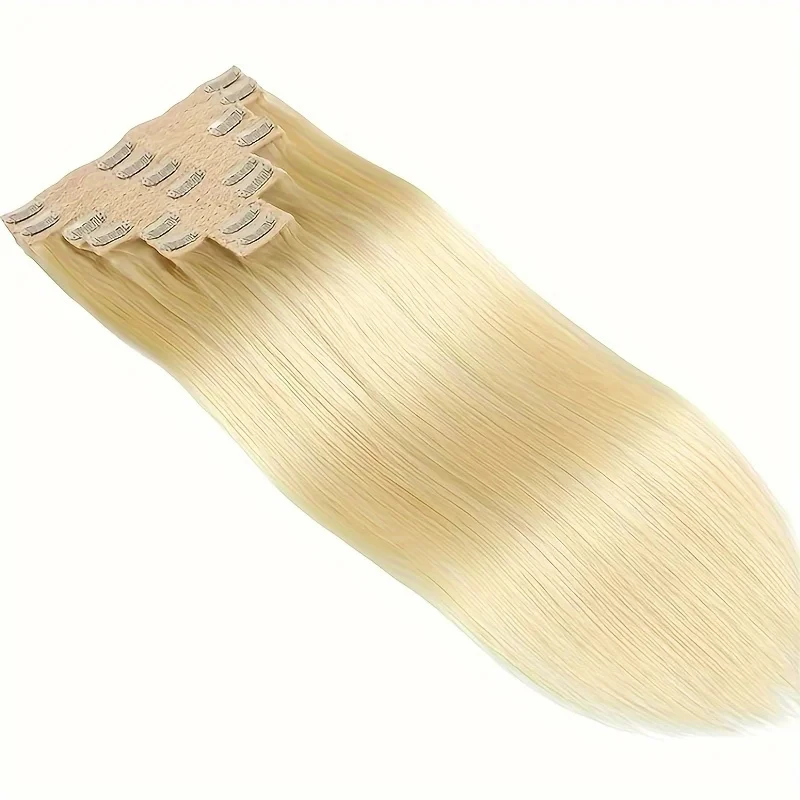 Remy Straight Clip-In Extensões de Cabelo Humano para Mulheres Negras, Clipe de Cabeça Cheia, Cabelo Brasileiro, Bleach Blonde Color, Ins, 120G, 240G, #613