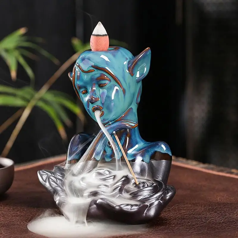 Incense Fountain Fairy Incense Cone And Stick Burner Ceramic Incense Waterfall Fountain Desk Accessories Aromatherapy Home