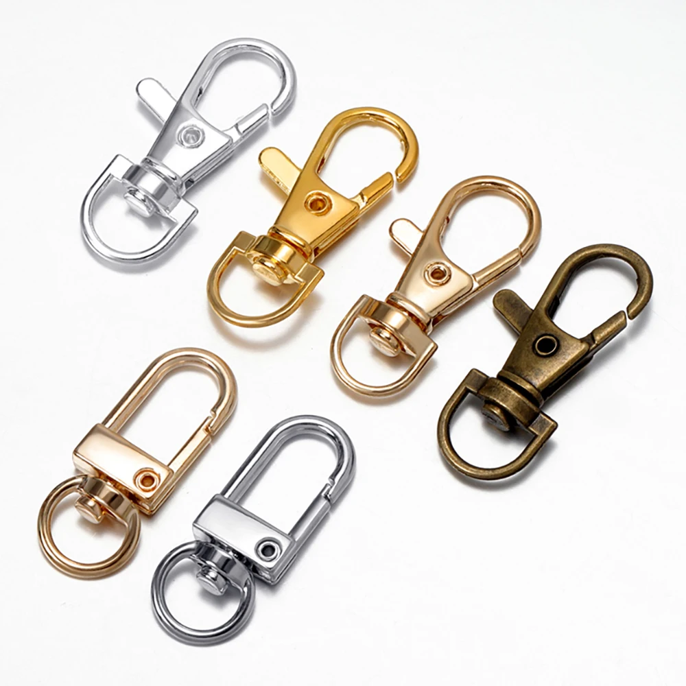 5/10pcs Swivel Connector Carabiner Gold Silver Plated Lobster Clasp Hooks Split Key Ring Handcrafts Clasp for DIY Jewelry Making