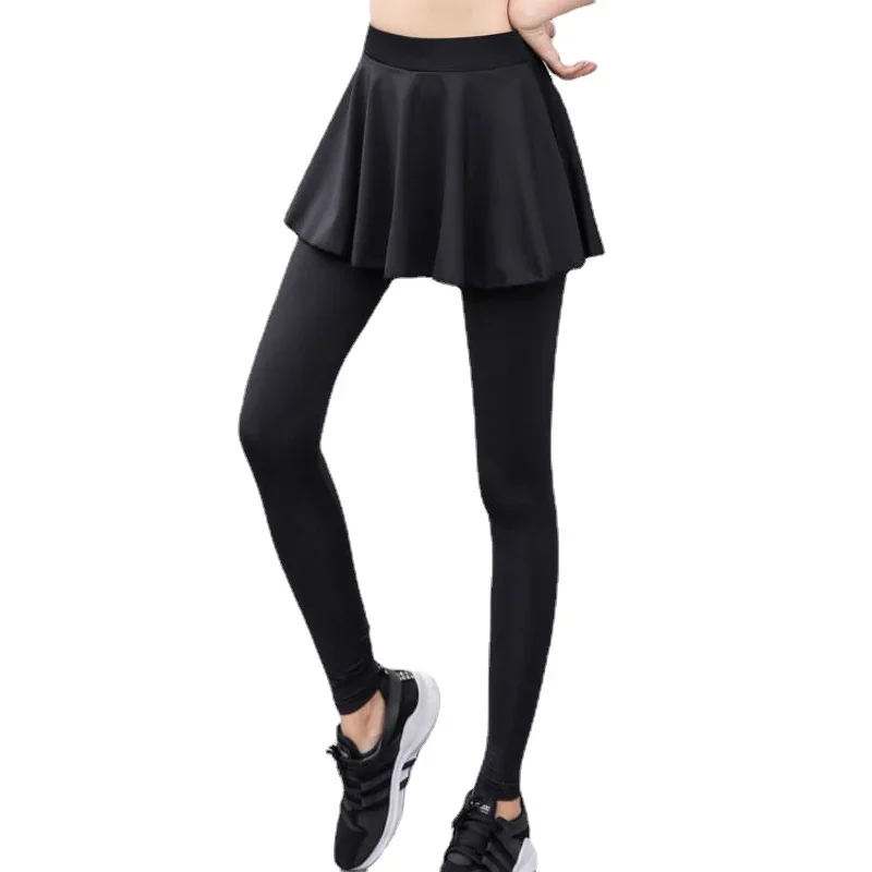 Women's Dress Fake Two-Piece Open-Crotch Pants Double-Headed Invisible Zipper Tight Pants Skirt Date Field Battle Convenient