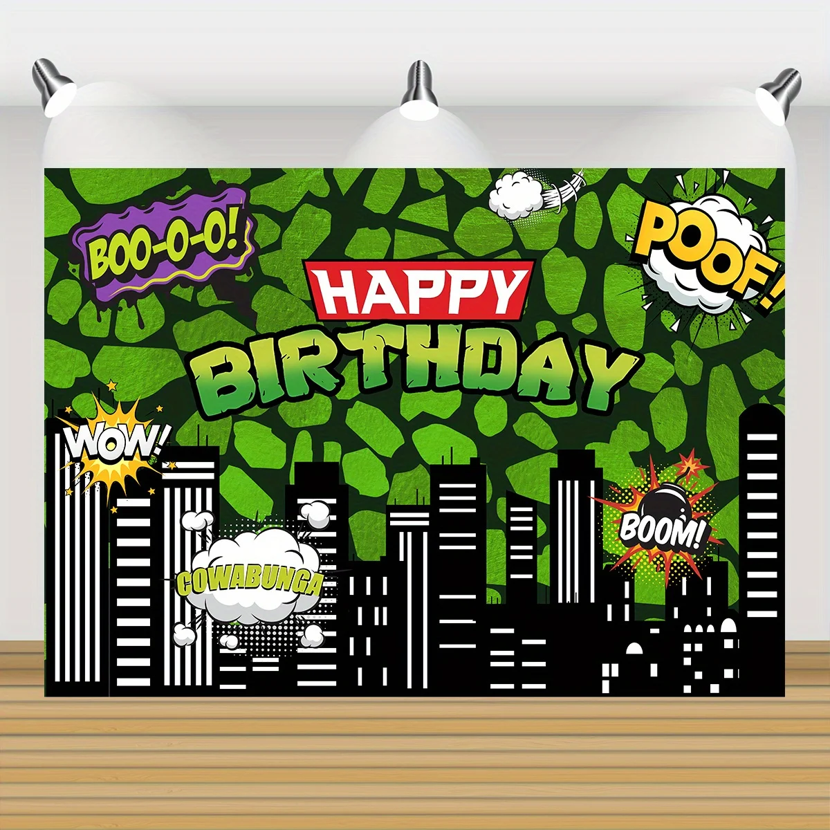 1pc Green Turtle Birthday Background - perfect for boy birthday parties, boy photo booths and birthday banner decorations