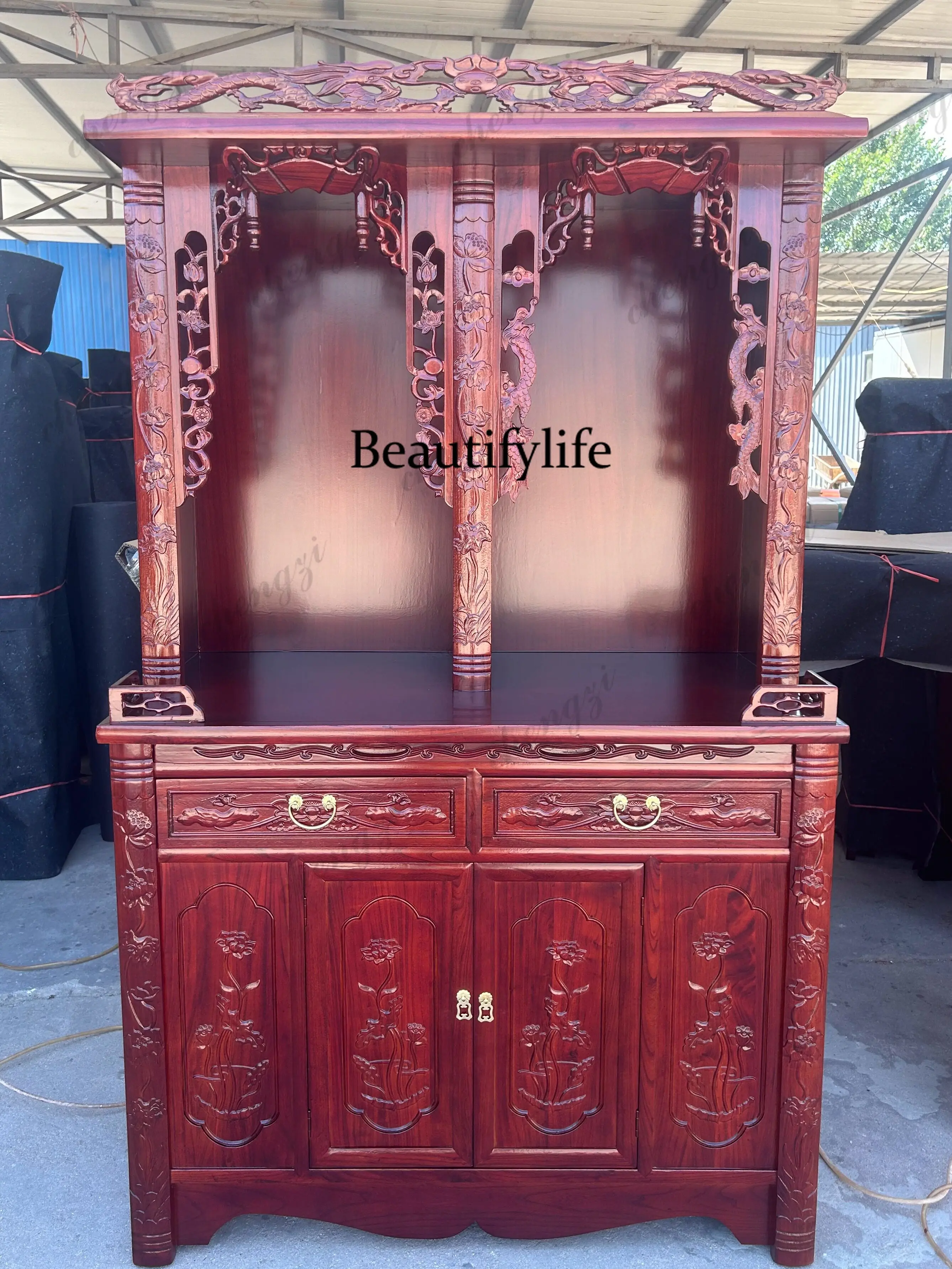 Buddhist niche new Chinese vertical cabinet household Buddhist cabinet land public god cabinet Buddha statue incense table