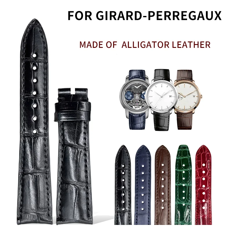 

FOR GIRARD - PERREGAUX, ALLIGATOR LEATHER WATCH STRAP