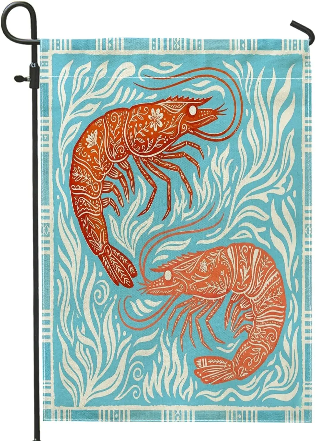 Coastal Shrimps Front Yard Backyard Burlap Garden Flags 12x18 Double Sided for Outdoor, Cute Novelty Modern Stripes Small Ho AAS
