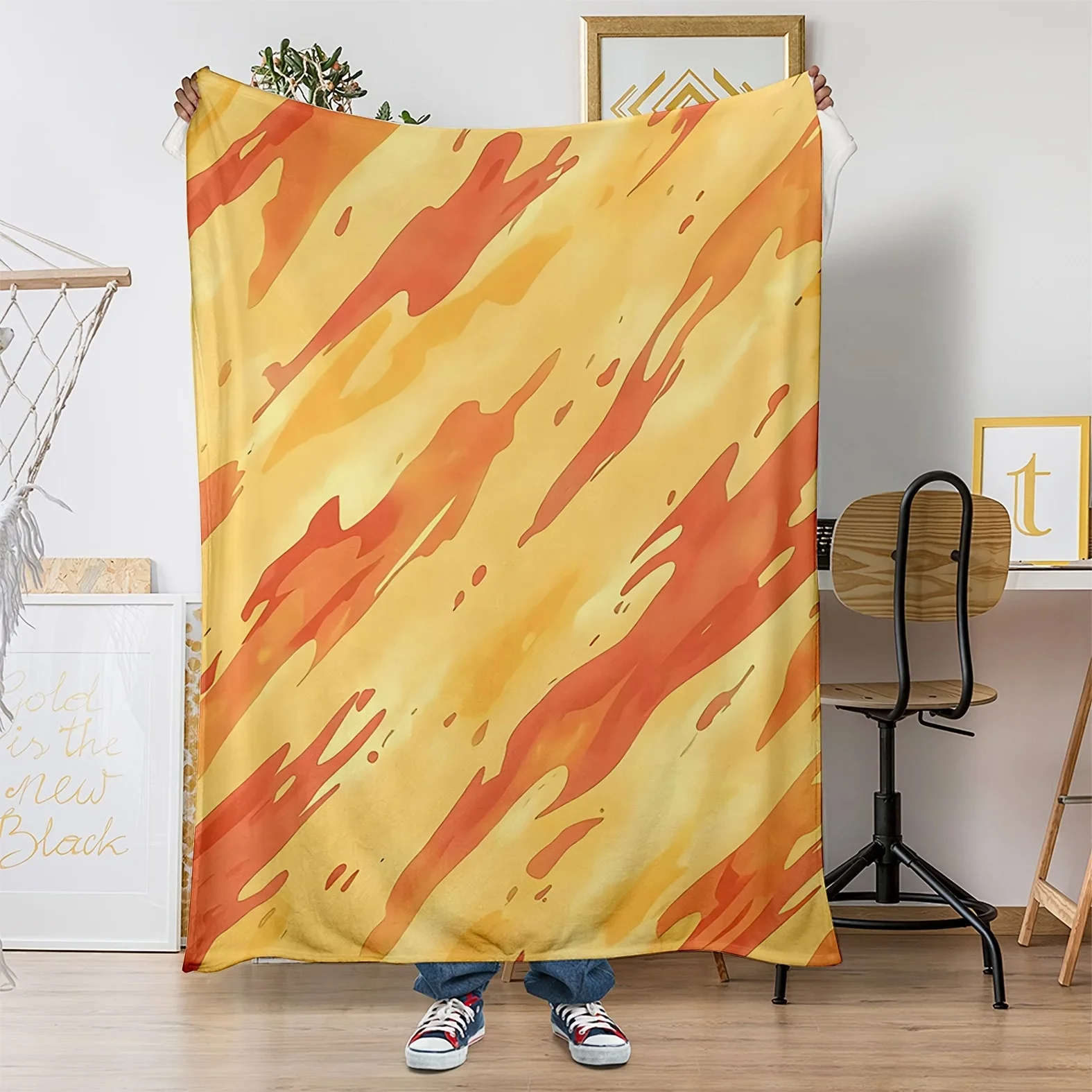 Colorful water flow mosaic Flannel printed blanket suitable for all seasons suitable for living room office sofa and travel