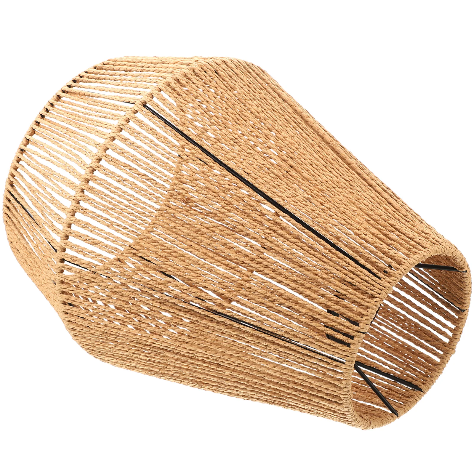 

Braided Paper Chandelier Lampshade Woven Rattan Light Fixtures Cover Bedroom Living Room Kitchen Retro Style Warm Atmosphere