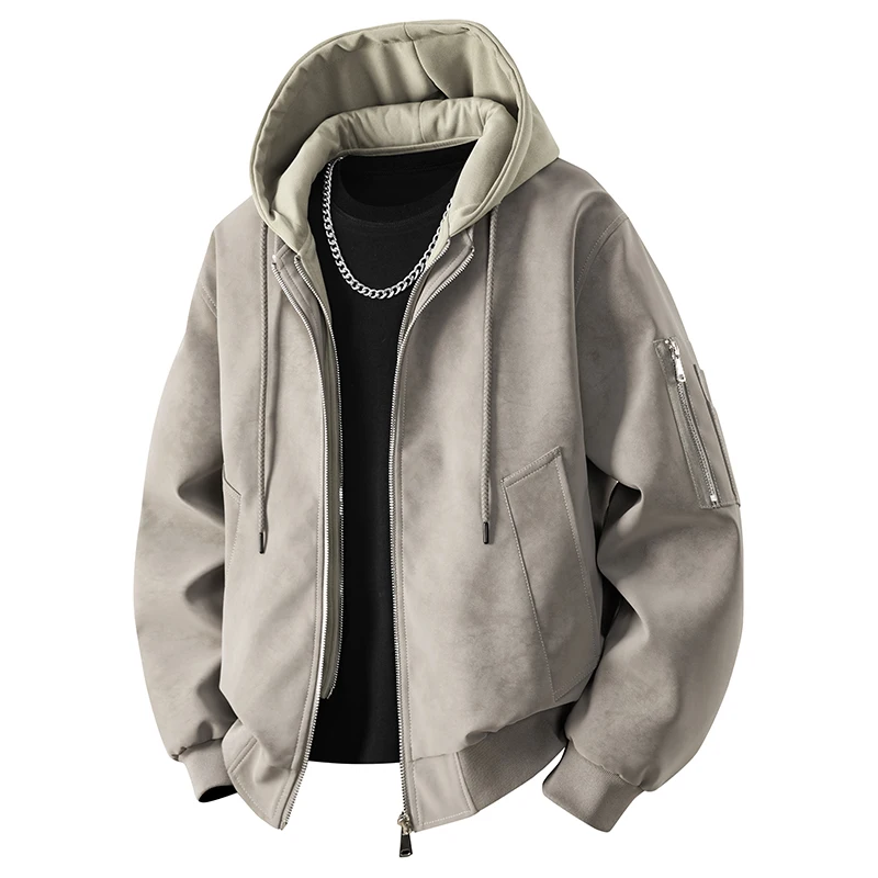 2028  Racing Motorcycle Leather Jacket Stand Collar Biker Jacket Men's Streetwear Hip Hop Fashion Casual Jacket Outerwear