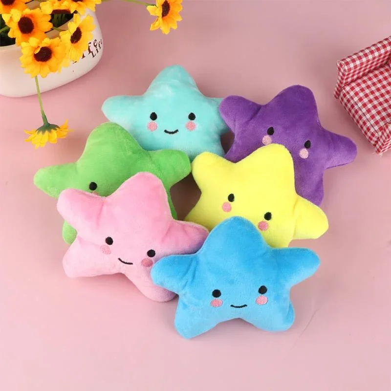 Cute Puppy Dog Cat Squeaky Toy Bite Resistant Pet Chew Toys for Small Dogs Multi-color Pentagram Starfish Shape Pet Products New