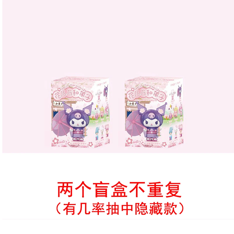 Echt Sanrio Figuur Blossom En Wagashi Serie Pompompurin Mymelody Kuromi Cinnamoroll Actie Beeldjes Model Poppen Kinderen Speelgoed