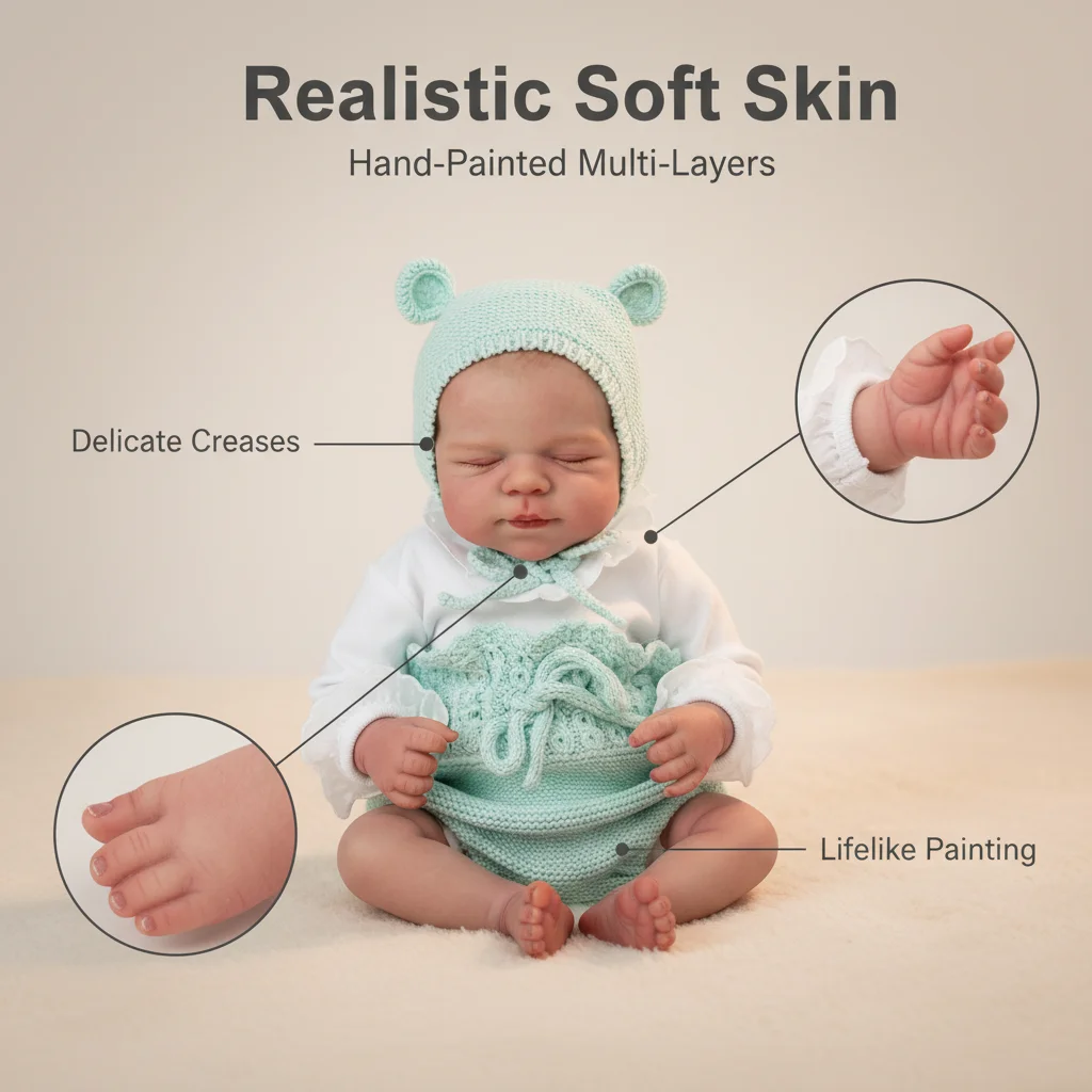 19inch Handmade Realistic Reborn Doll - NPK Pascal Bebe Soft Full Girl Sleeping Baby Detailed Painting Anatomically Correct