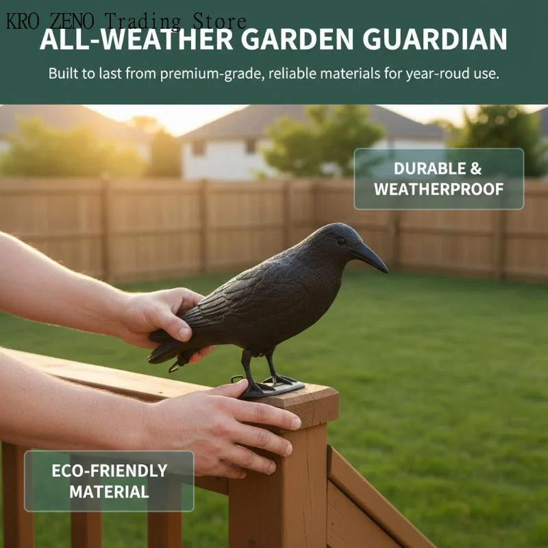 🔝Outdoor Pigeon Control Black Raven Bird Scarer Realistic Crow for Garden Use✨