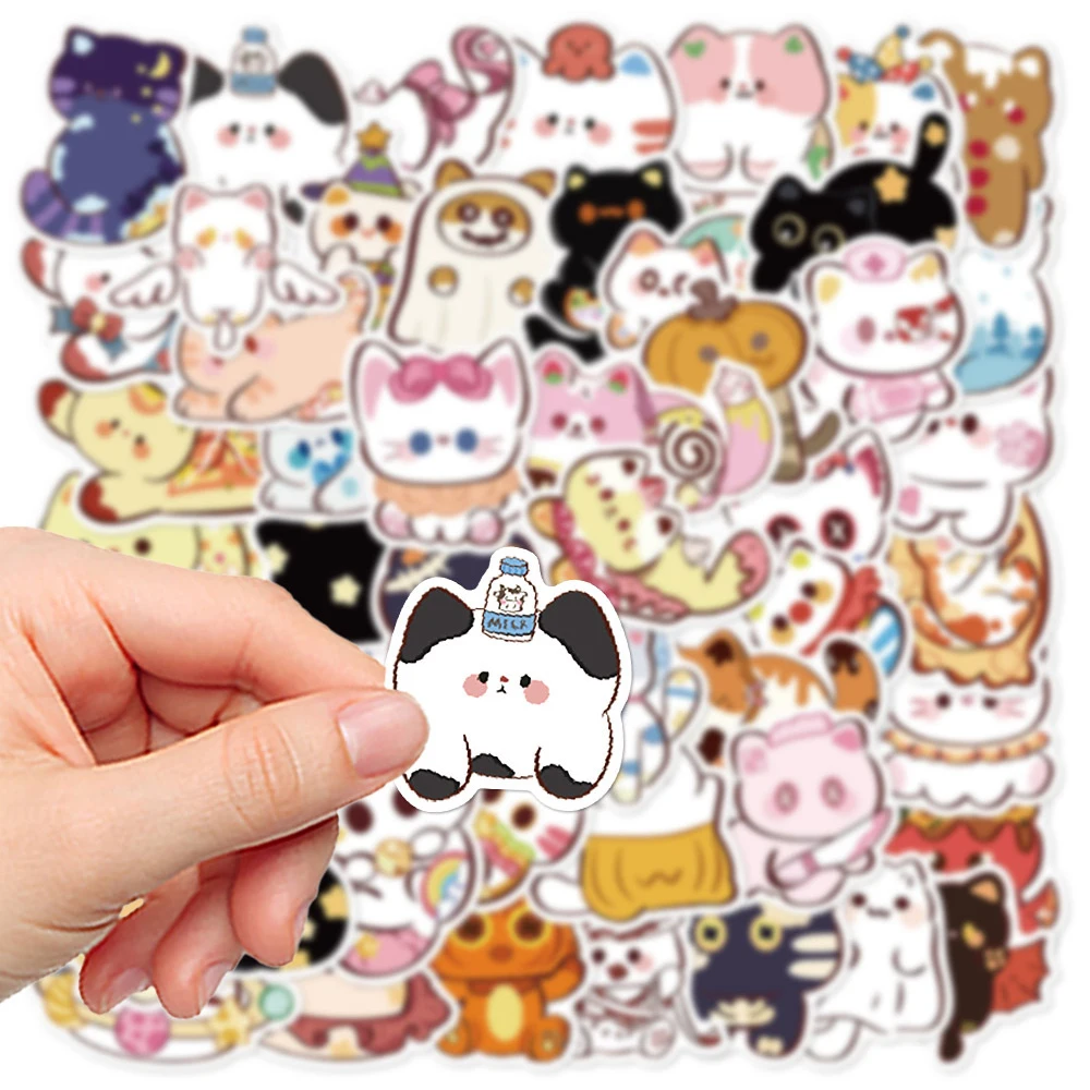10/30/50 pçs engraçado dos desenhos animados gato criativo adesivos à prova dwaterproof água diy skate bagagem bicicleta notebook bonito decoração adesivo para presente