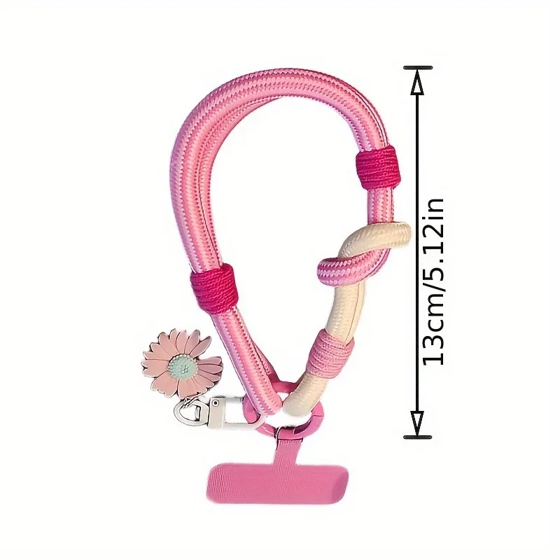 귀여운 3D 꽃 조절 가능한 폰 스트랩 손목끈 2-in-1 짧은 핸드 로프 스타일리시한 모... - 5