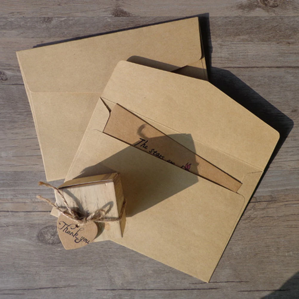 

60Pcs 10.5x6.7cm Letter Pattern Kraft Paper Envelopes Business Card Storage Postcard Envelopes