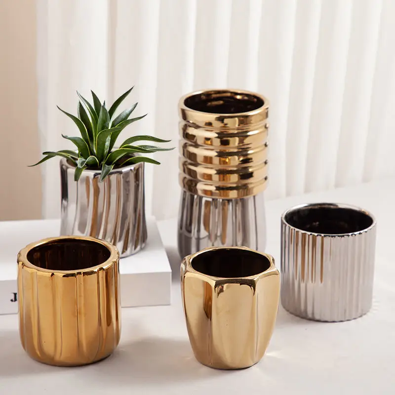 Ceramic Personalized Small Flower Pot Nordic Luxury Desktop Decoration Planters Green Hydroponic Succulents Garden Vase Decor