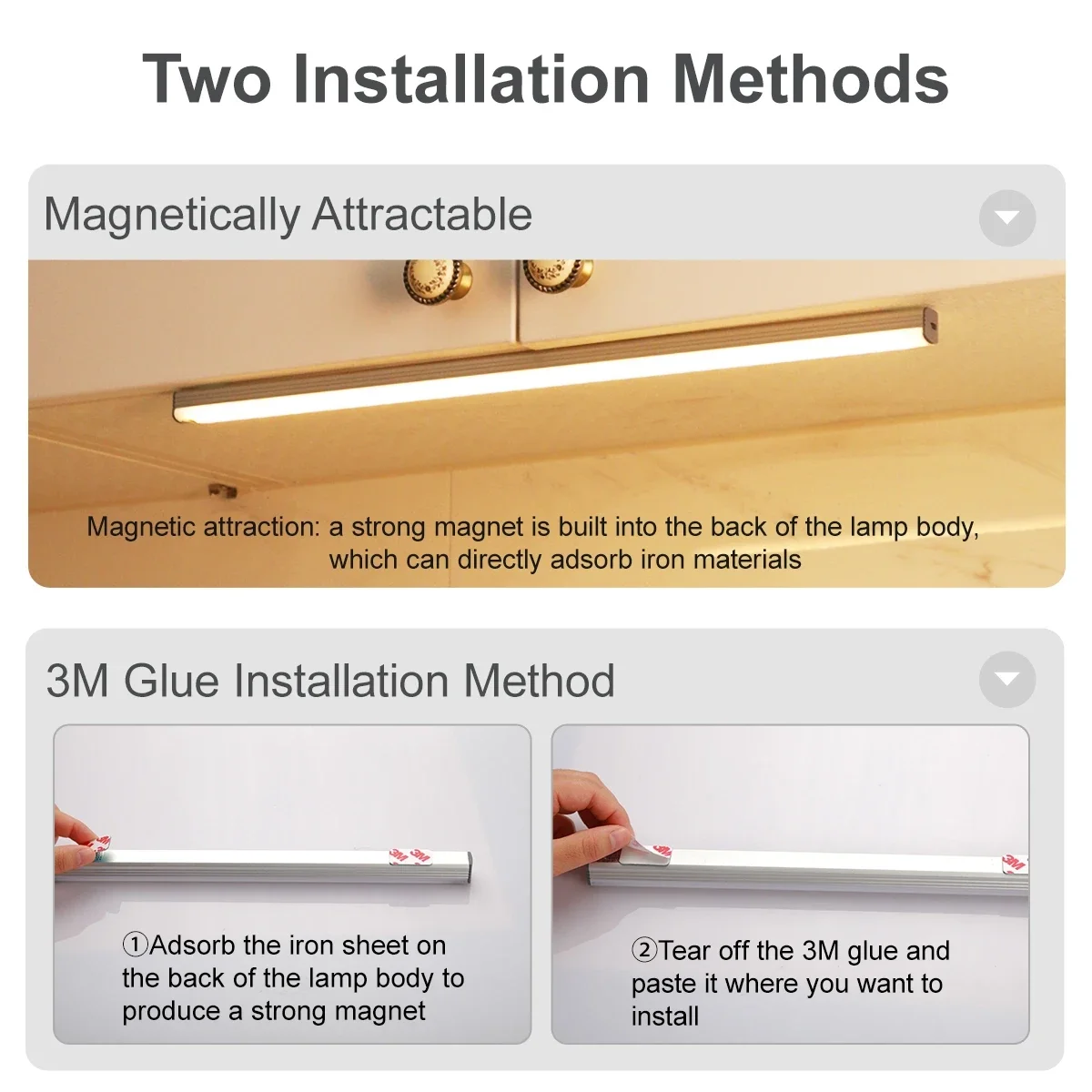 Wireless LED Cabinet Light with Hand Sweep Sensor - USB Rechargeable Night Lamp for Bedroom & Wardrobe