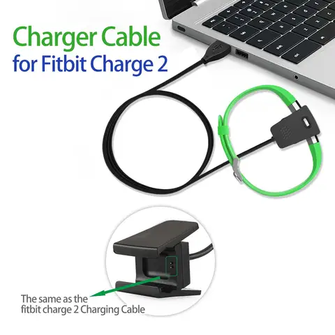 Compatible con cargador Fitbit Charge 2, Cable de carga USB de repuesto, adaptador de base de cargador para Fitbit Charge 2