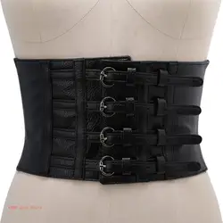 Retro Lady Waist Corset Wide Elastic Faux Leather Belt Stretch Waistband
