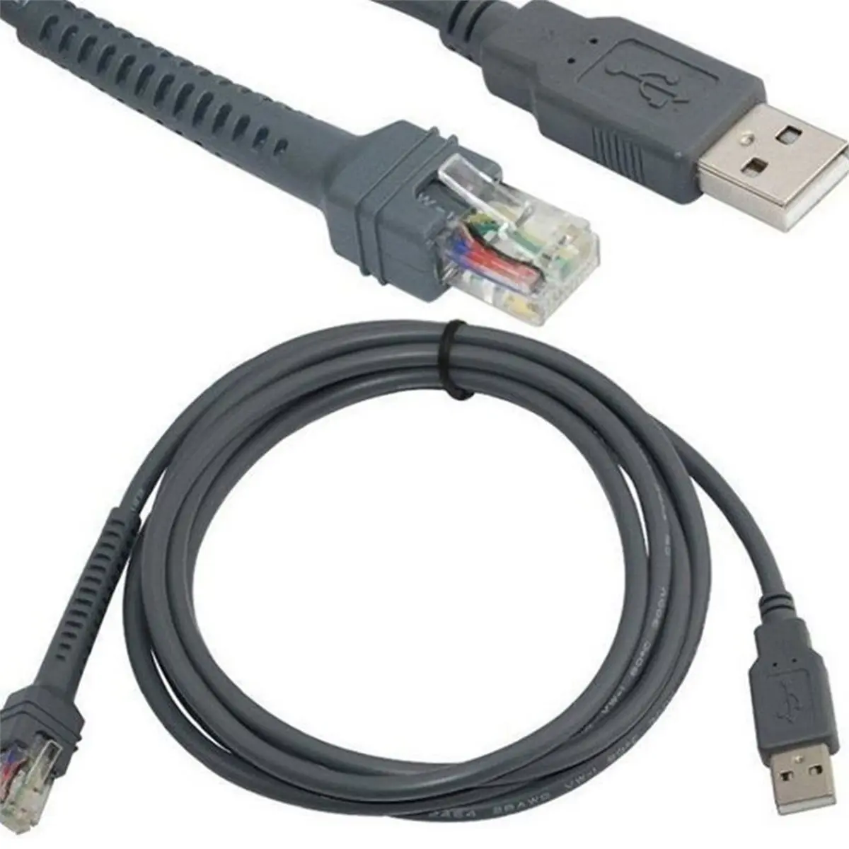 Barcode Scanner USB Cable LS1203 LS2208 LS4208 LS3008 CBA-U01-S07ZAR Data Transfer Cord