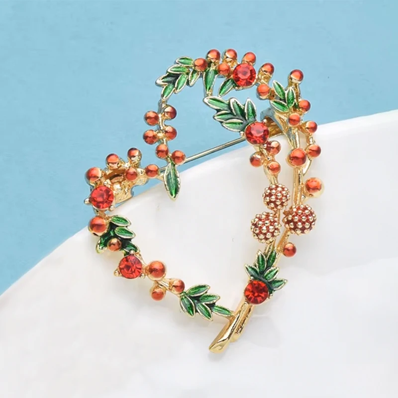 Wuli & baby 남녀공용 아름다운 과일 하트 브로치, 프렌치 스타일 에나멜, 러브 파티, 사무실 브로치 핀 선물, 2 색