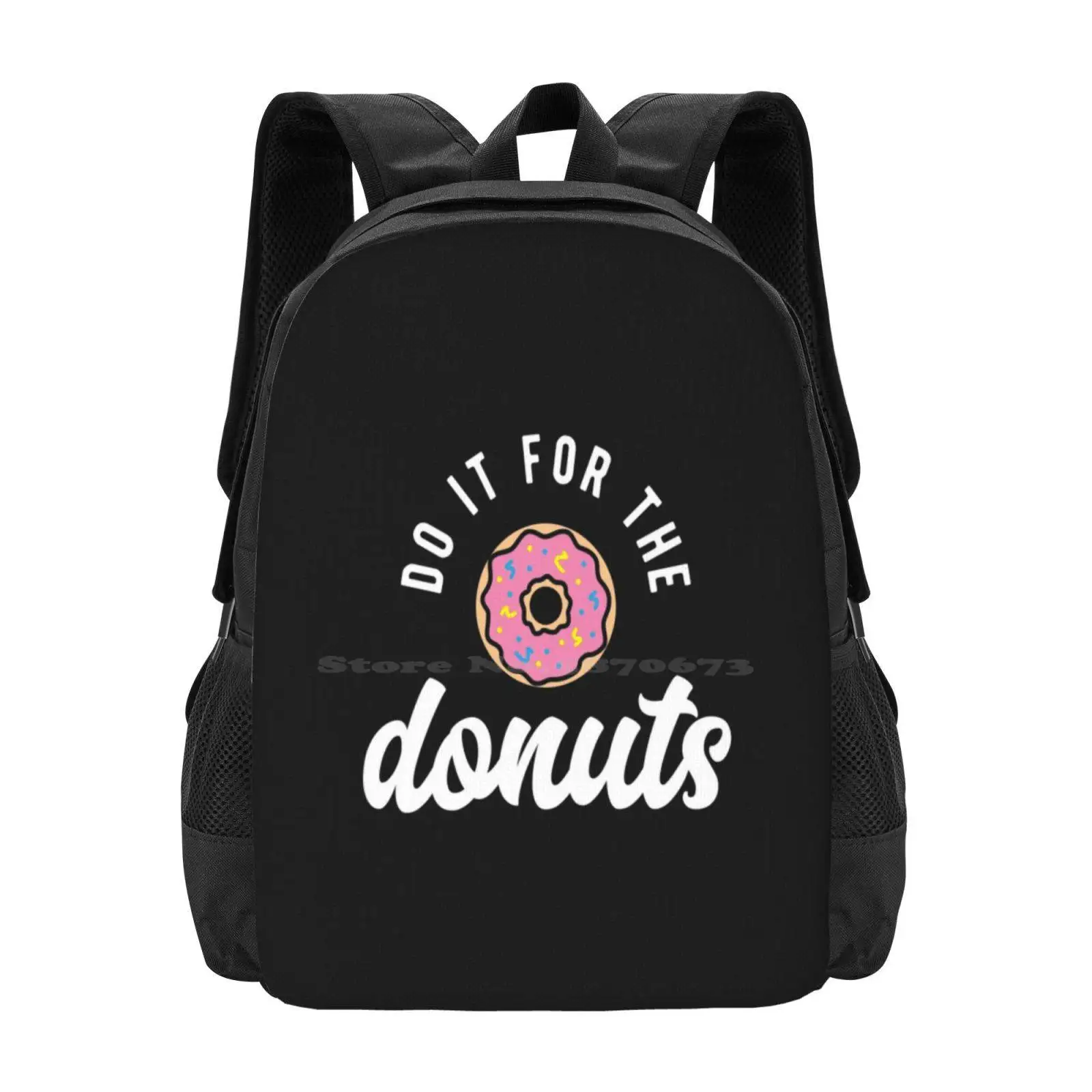 Do It For The Donuts Pattern Design Laptop Travel School Bags Cute Kawaii Pink Funny Pun Meme Baking Donuts Doughnuts Donut