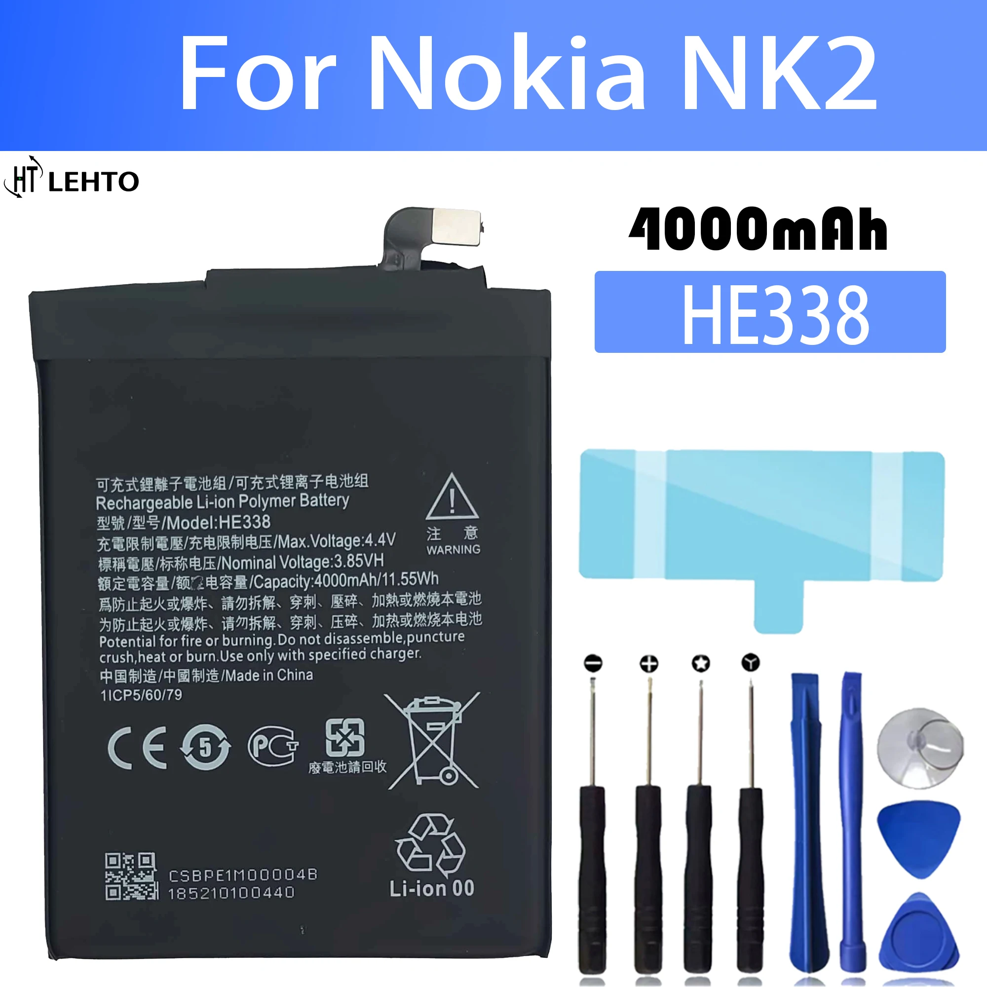 

HE338 Battery For Nokia 2 Nokia2 NK2 TA1080 NK 2 Repair Part Original Capacity Mobile Phone Batteries Bateria