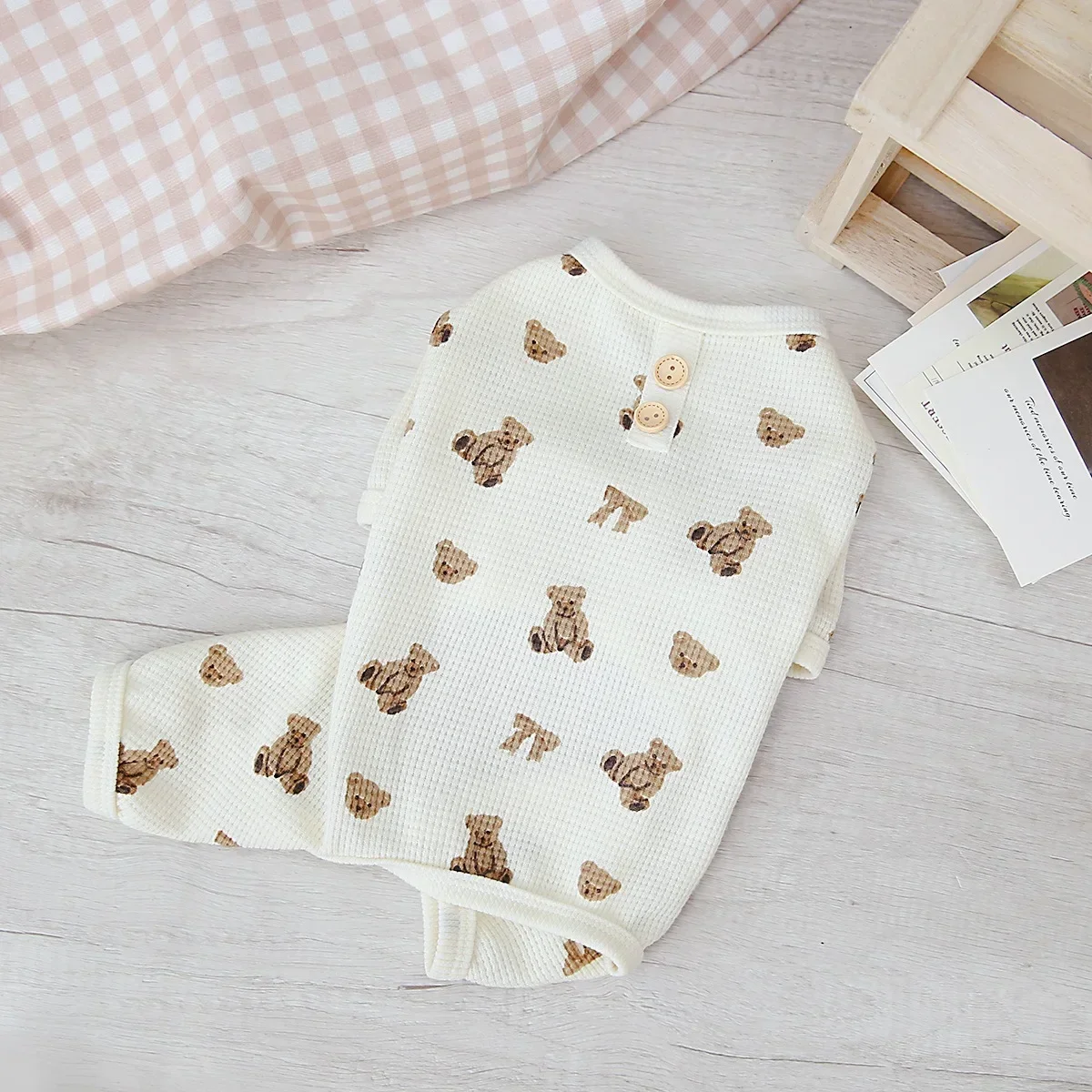 INS Spring/Summer Pet Waffle Tank Top Dog Four Legged Clothing Pet Clothing Cat Dog Clothing Little Bear Four Legged Homewear