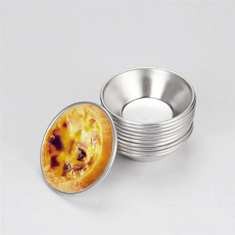 BMBY-25 Pack Egg Tart Mold Egg Tart Cup Egg Tart Base, Round Resuable Nonstick (Aluminum) Durable Easy To Use Silver