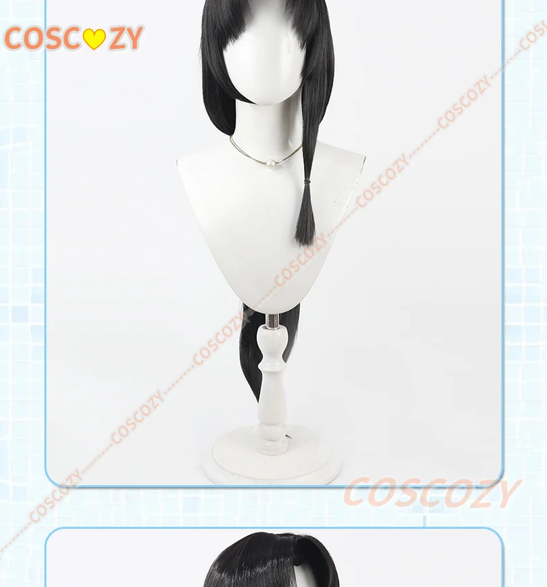 Cabelo sintético erruruu cosplay perucas jogo utawarerumono erruruu halloween 80cm feminino longa reta peruca preta resistente ao calor