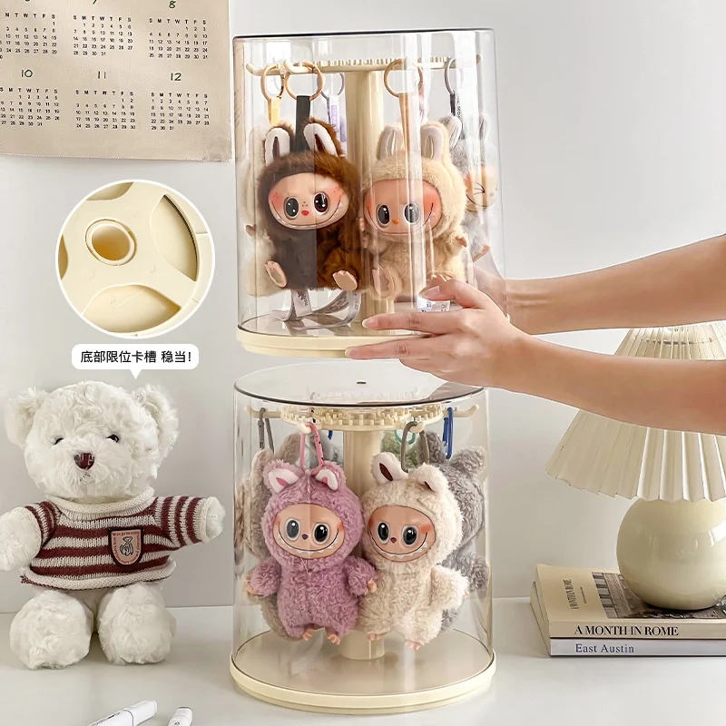 

Labubu Transparent Rotating Acrylic Display Case Storage Showcase For Kawaii Blind Box Dolls Showcase Box Ornament Accessories