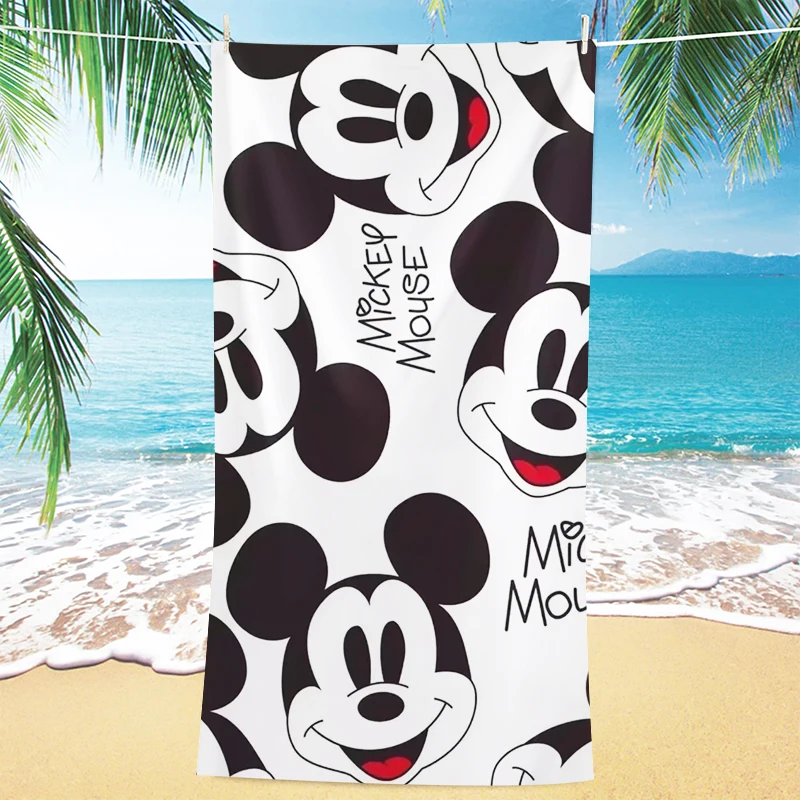 1pc Cute Mickey Mouse Beach Towel for Adults, Children, Boys and Girls, Fashionable New Design, Seaside Bathroom Bath Towel,