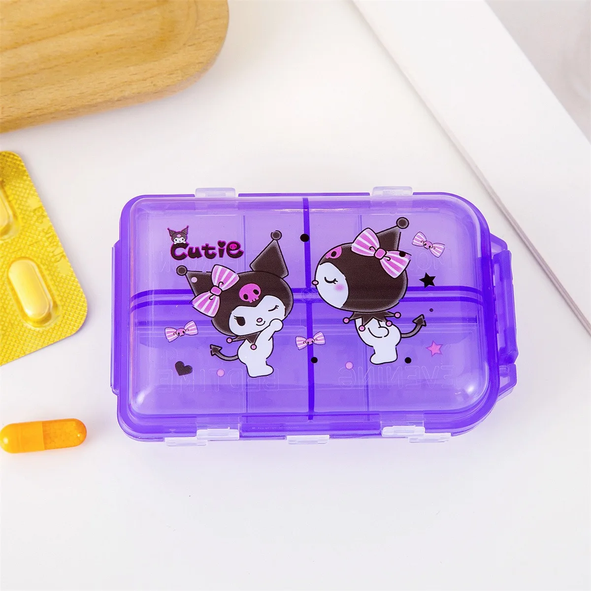 سانريو كارتون ماي ميلودي كورومي صندوق دواء صندوق تخزين حبوب منع الحمل أنيمي الأجهزة الطرفية صندوق مجوهرات صغير محمول ختم هدية للفتيات #5