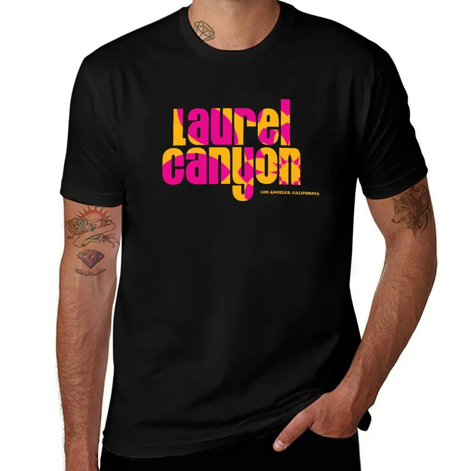 Laurel Canyon psychedelic flower logo - pink T-Shirt t shirt man designer T-Shirt