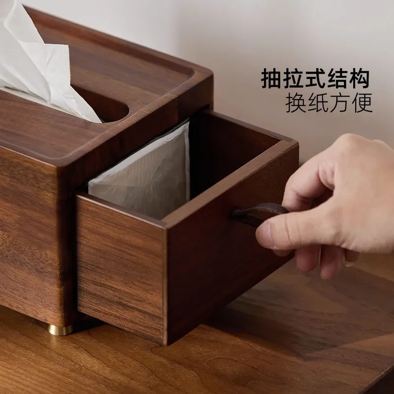 2025 new home living room coffee table high-end light luxury solid wood tissue box desktop dining table cute creative paper