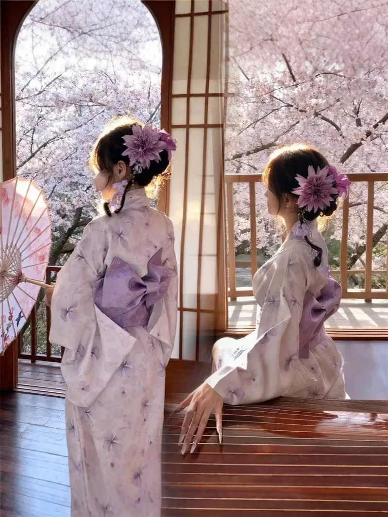 

New Personal Fashion Sweet Cherry Blossom Girl Japanese Travel Photography Improved Kimono Art Photo Photography Clothing