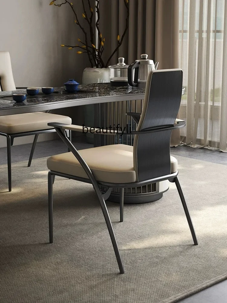 

Tea Chair Light Luxury Italian Minimalist Negotiation Chair Tea Room Study Modern Simple Stainless Steel Master Chair furniture