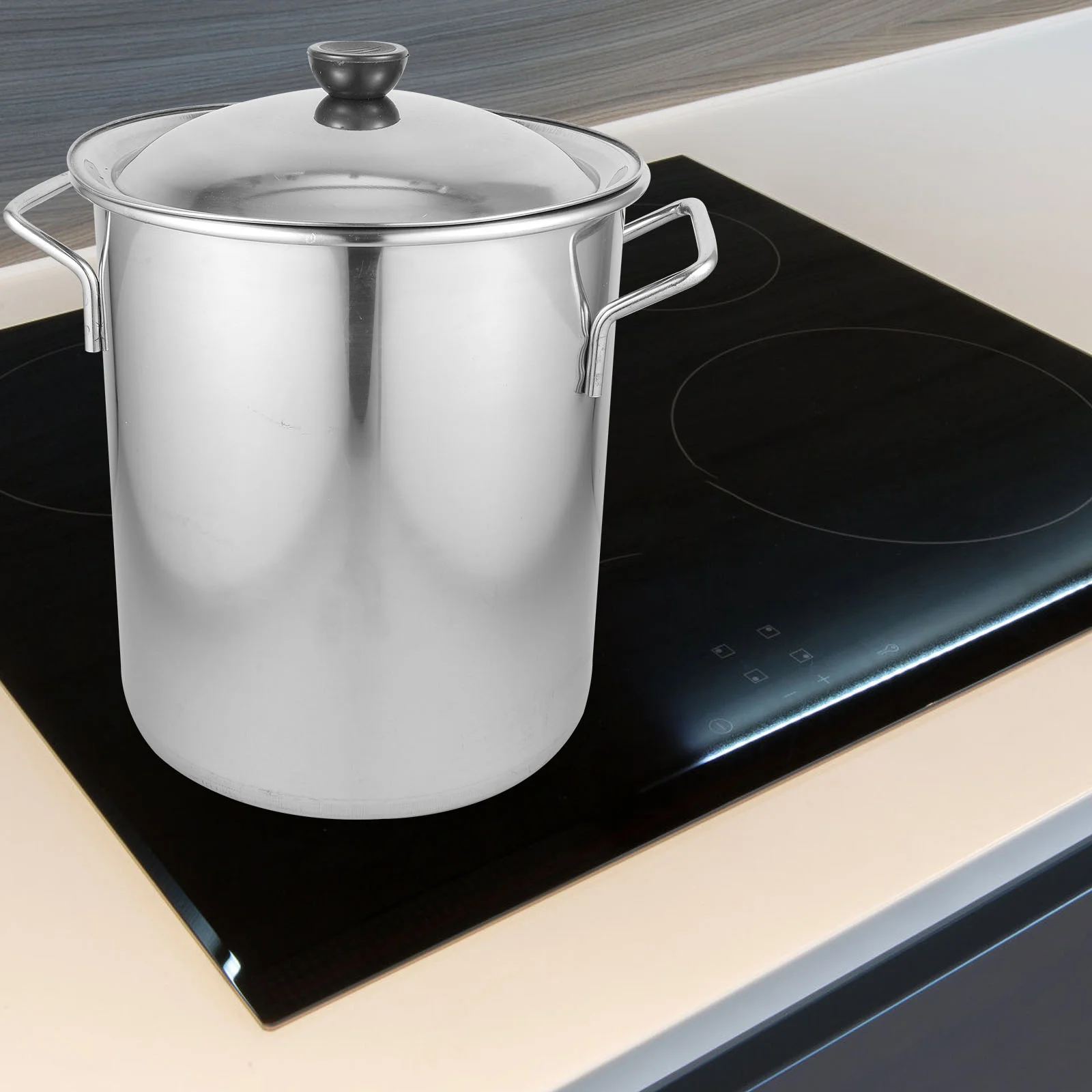 

Stainless Steel Stockpot Large Capacity 22Cm Thick Polished Lid for Crawfish Crab Boiling Home Brewing Soup Pot