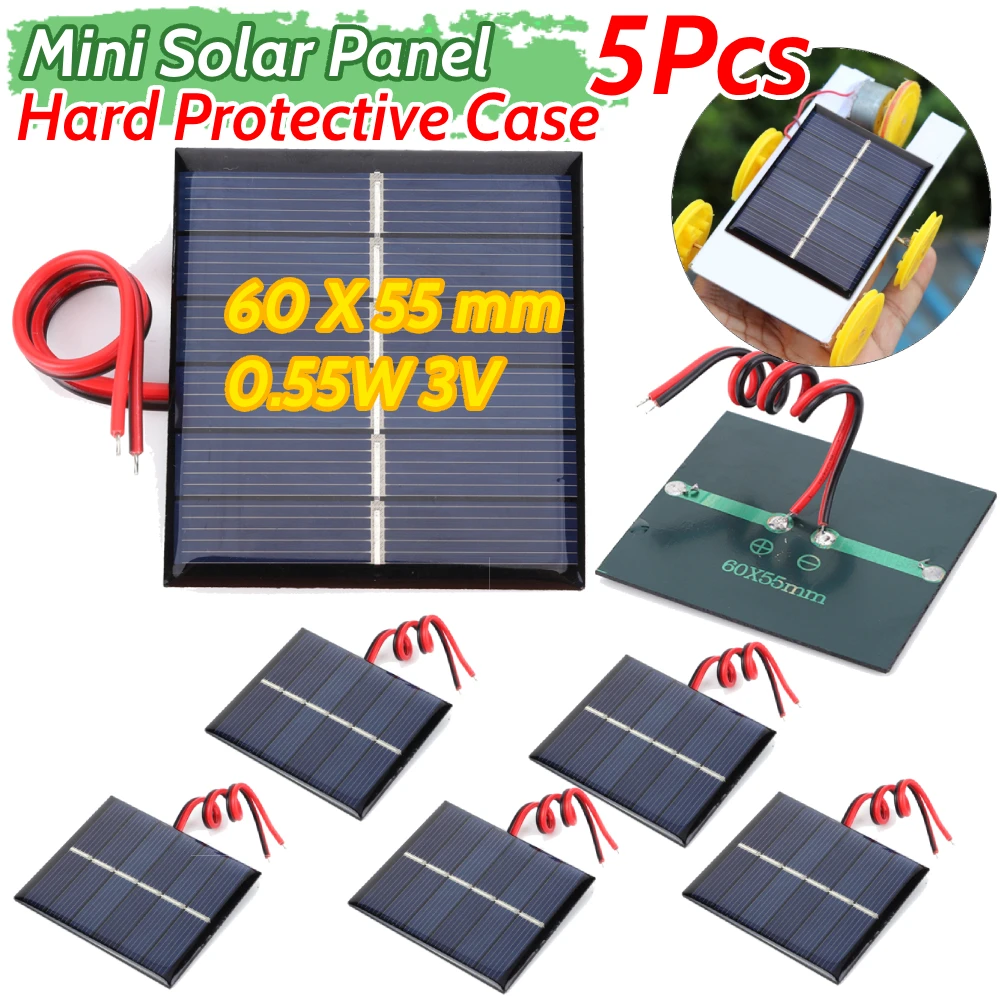 0.55W 3V Mini Solar Panel DIY Solar Battery Charger with Cables Solar Battery Kit Battery Mobile Phone Charger for Solar Light